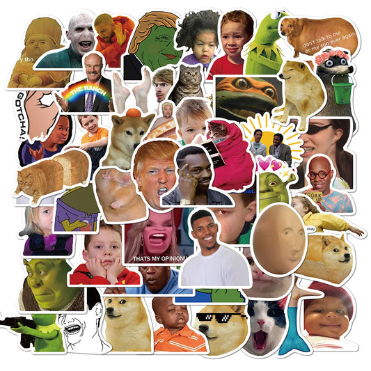 🤣✨ Funny Meme Animal Sticker Pack – Laughter That Sticks! 50pcs ✨🤣