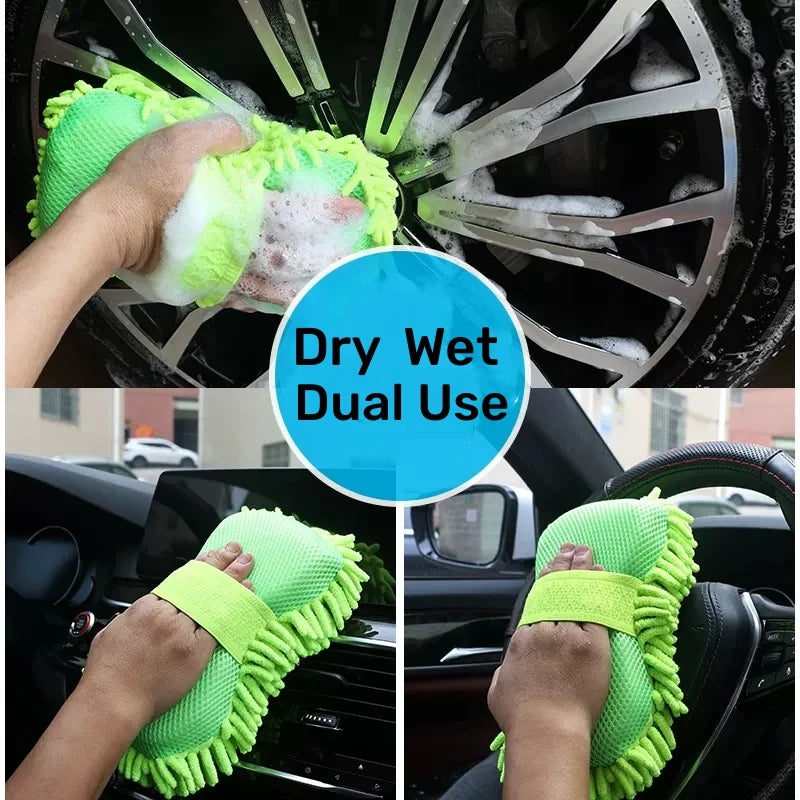 Microfiber Car Wash Sponge Glove with Elastic Strap