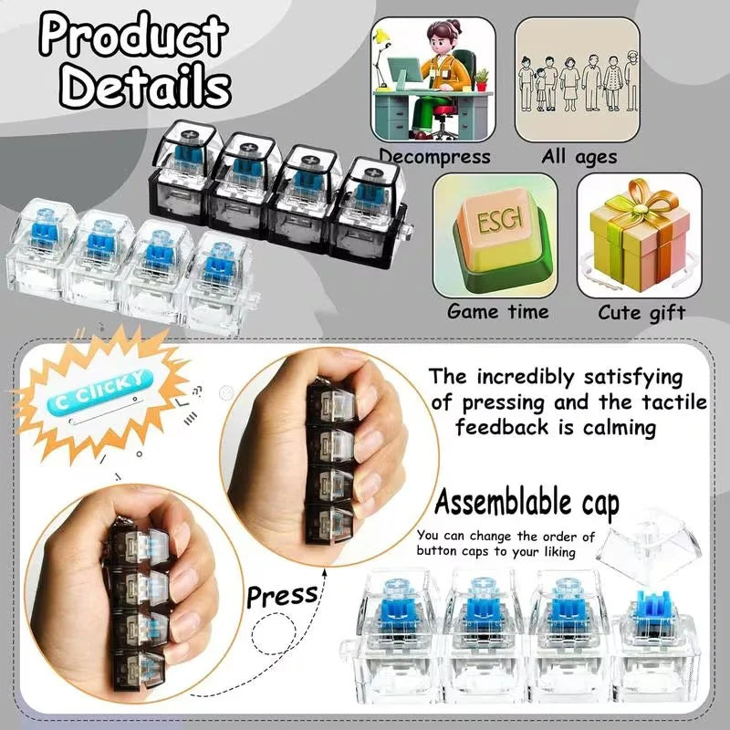 LED Light-Up Keyboard Switch Fidget Keychain