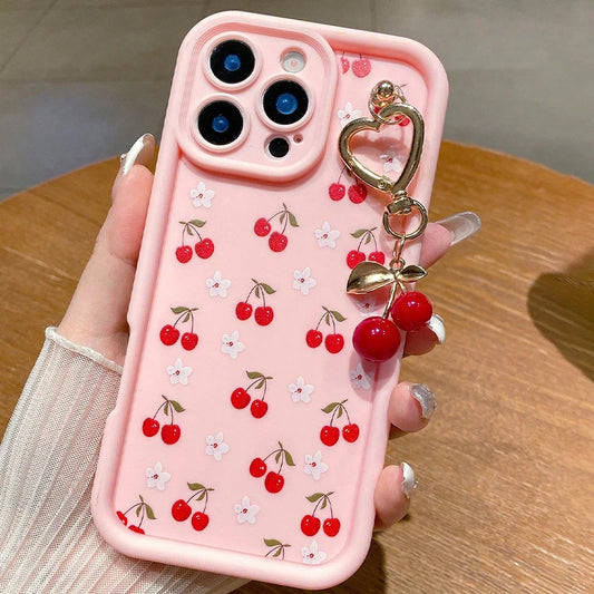 Cute 3D Cherry Pendant iPhone Case - Soft TPU Cover