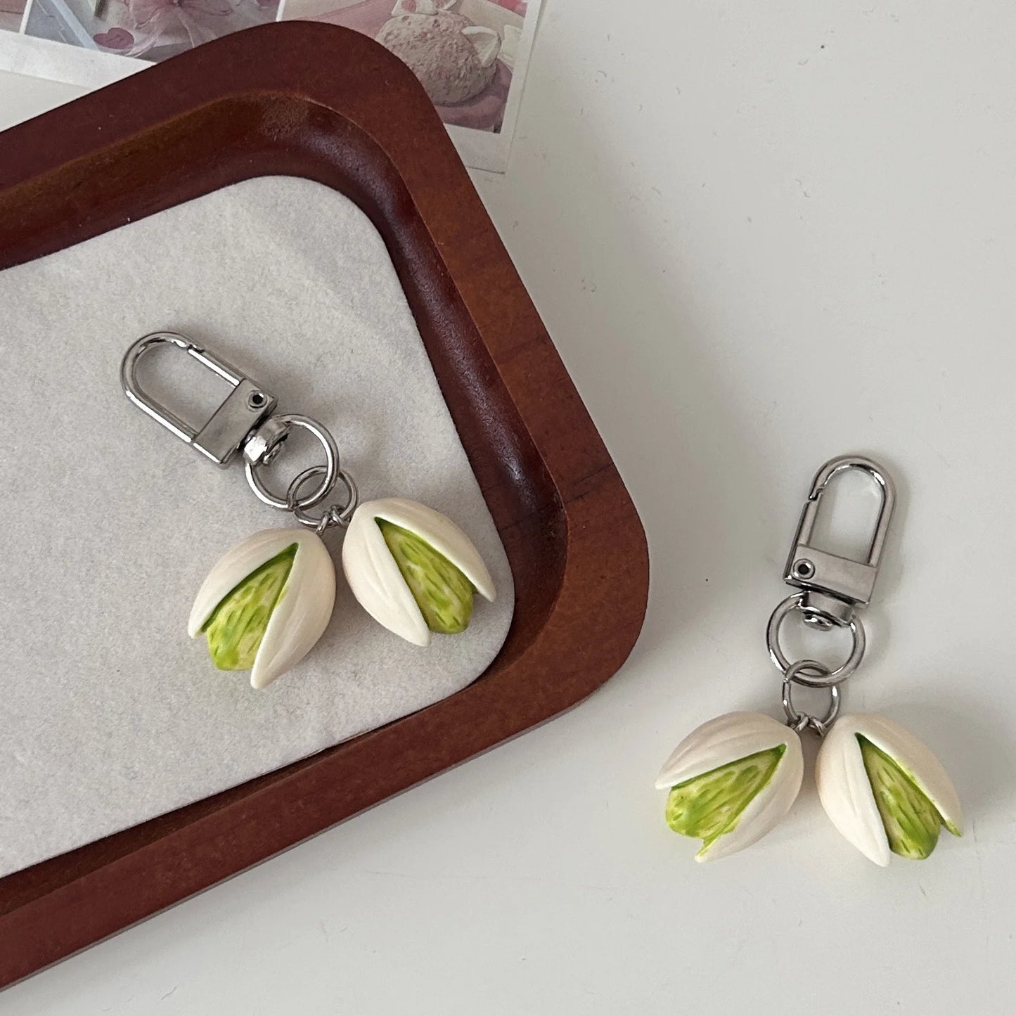 🥜 Cute Pistachio Keychain – Fun & Unique Bag Charm Accessory
