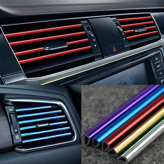 🚗 10PCS Car AC Vent Outlet Trim Strips – Colorful Chrome Car Interior Decoration ✨