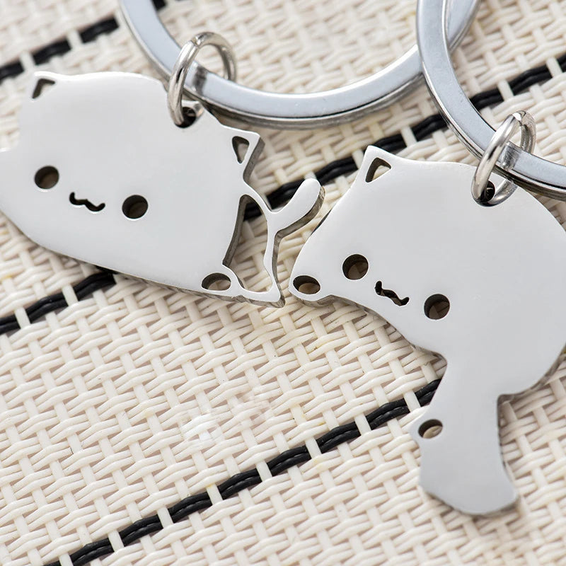 🐱 Cute Cat Couple Keychain – For You & Your Purr-fect Match!