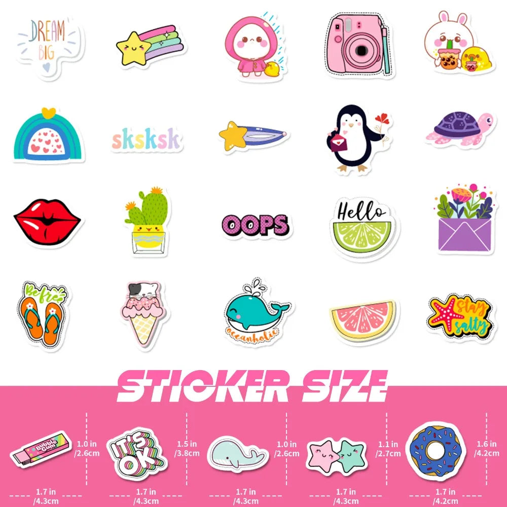 🌈✨ Whimsical Kawaii Sticker Pack/100pcs ✨🌈