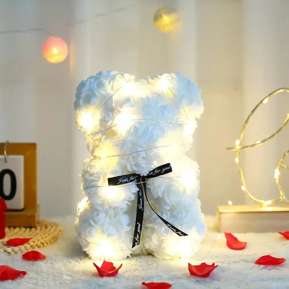 🌹🐻 25cm Rose Teddy Bear – A Blooming Symbol of Love