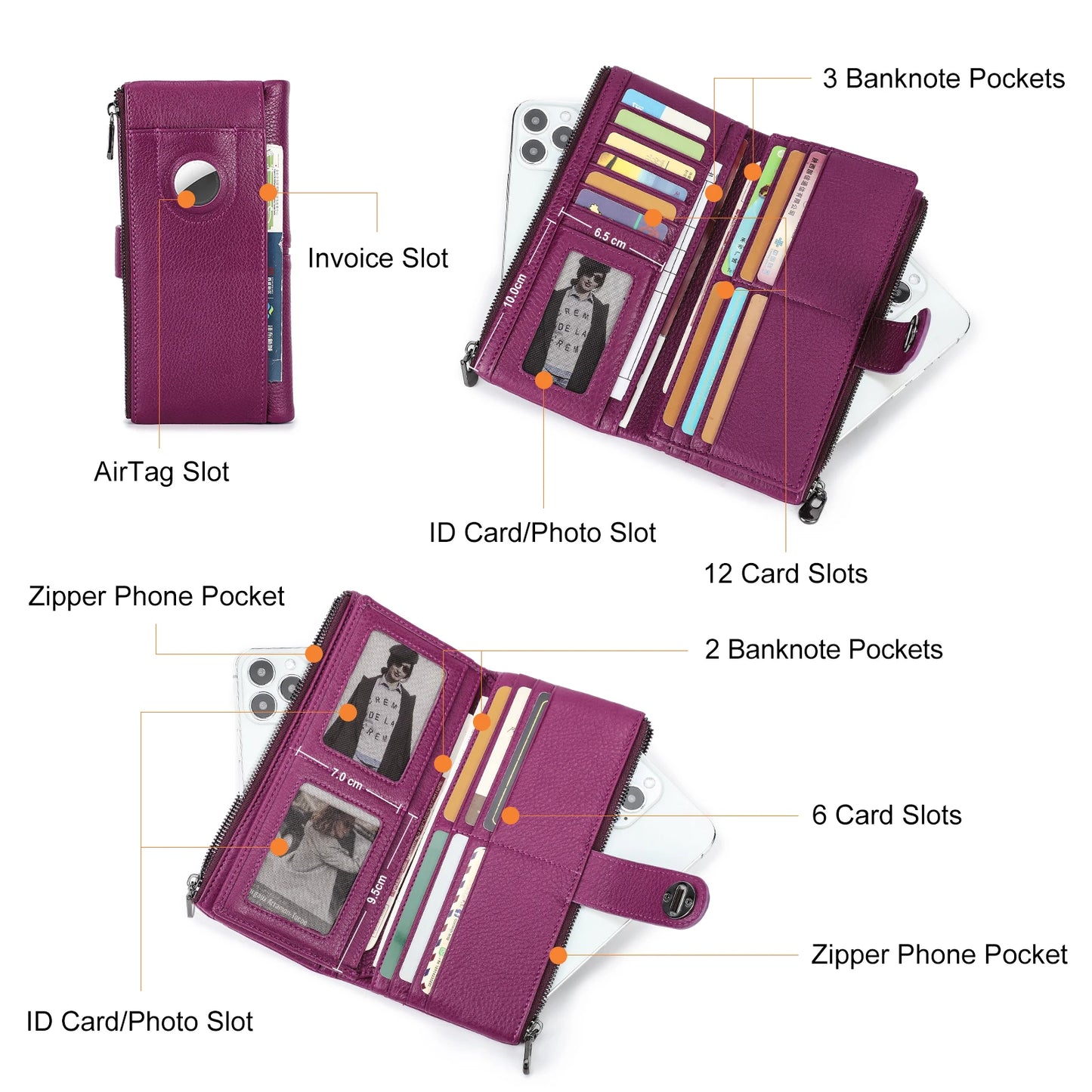 💜 Luxury Genuine Leather Wallet for Women – Elegance in Every Detail