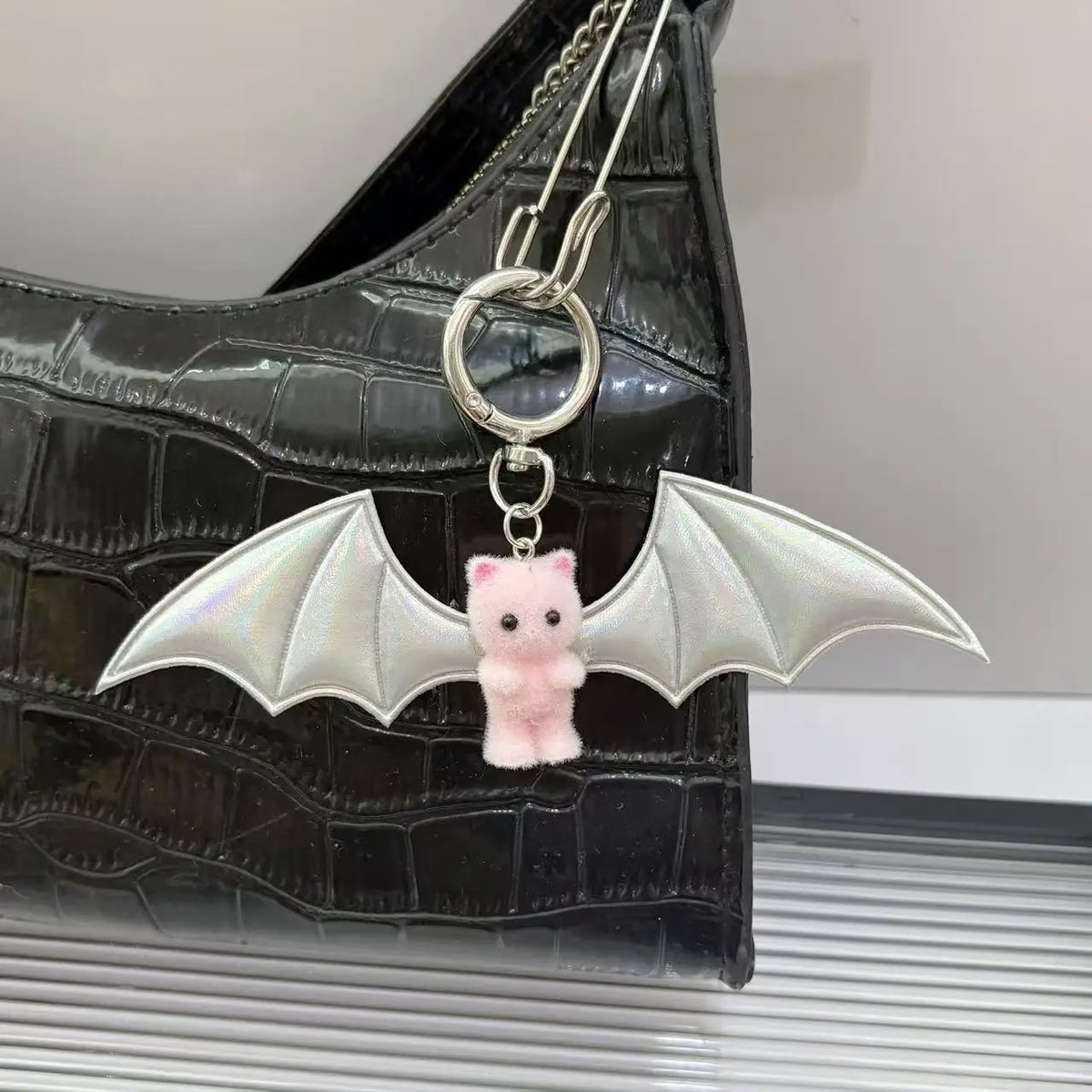 Cute Bear Wings Keychain - Halloween Bag Charm & Phone Pendant