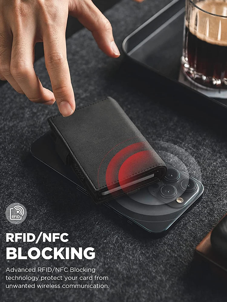 Smart Leather Card Holder for Men 💼 | RFID Blocking + AirTag Slot