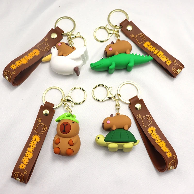 🌟🧸 Cute Capybara Buddy Keychains 🐶🐢🦆🐊