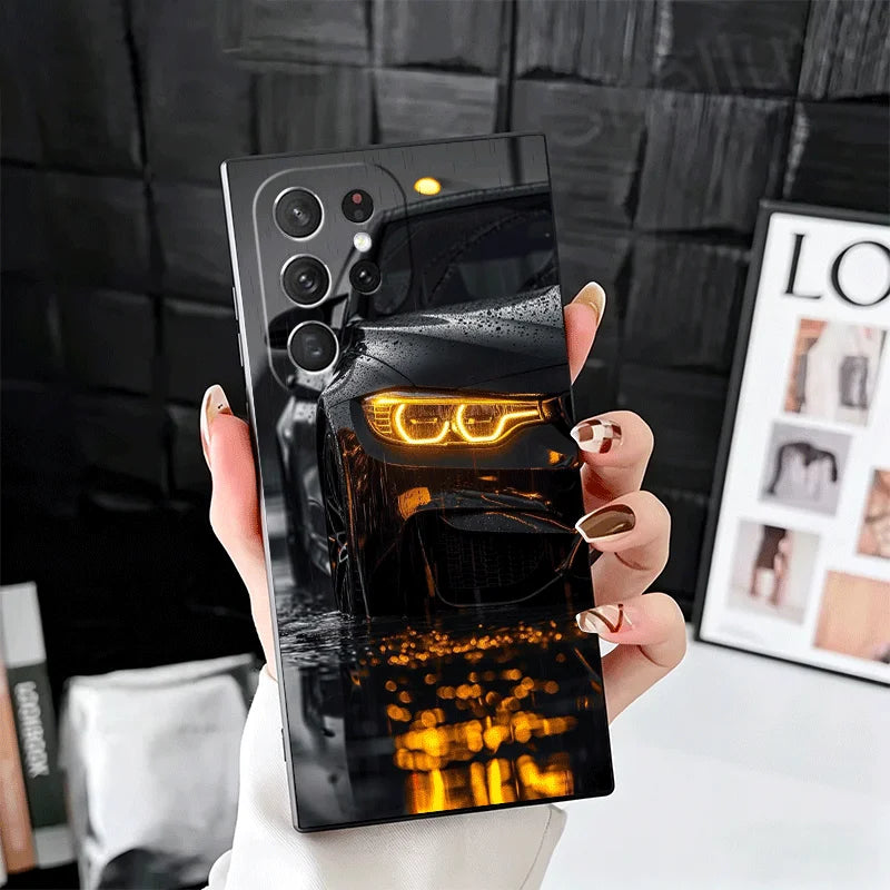 Aggressive Sport Car Headlights Phone Case for Samsung & iPhone | Dark Automotive Aesthetics
