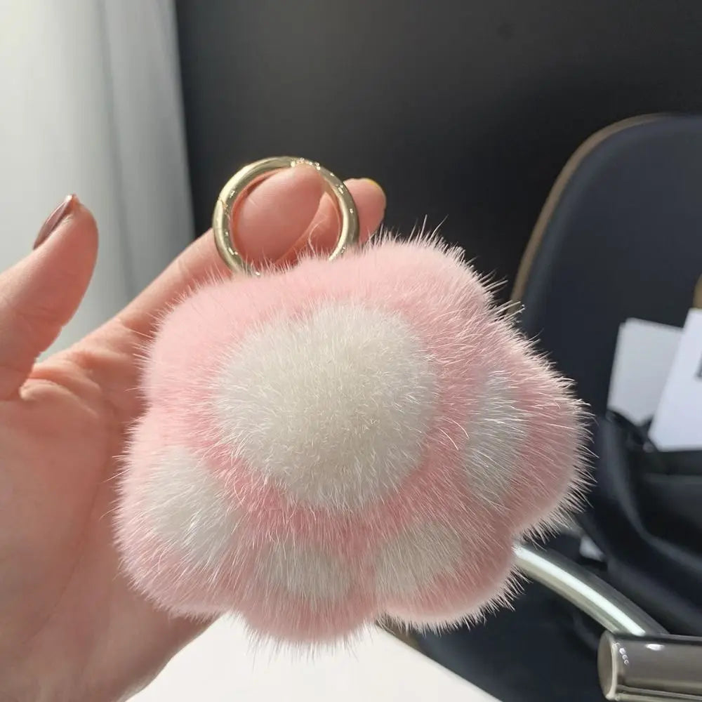 Fluffy Plush Cat Paw Keychain & Bag Charm