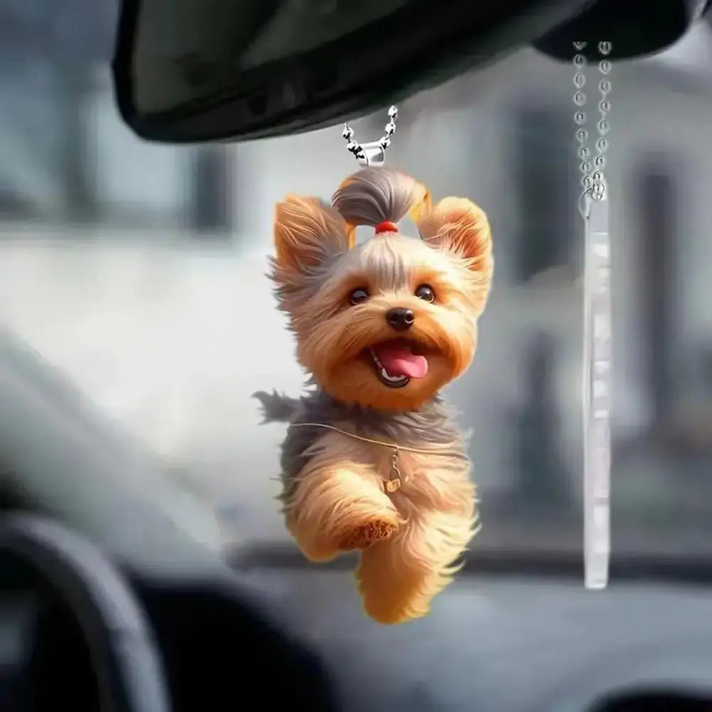 🐶 Flat Cartoon Dog Keychain – Cute Acrylic Hanging Pendant 🐾✨