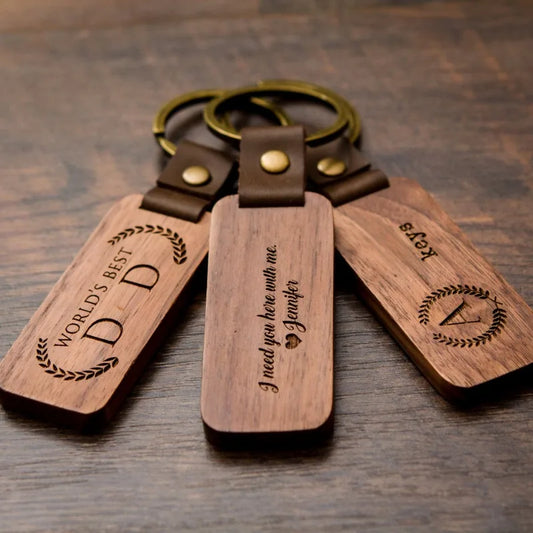 🪵 Custom Wooden Keychain – Personalized Logo or Name Gift 🎁
