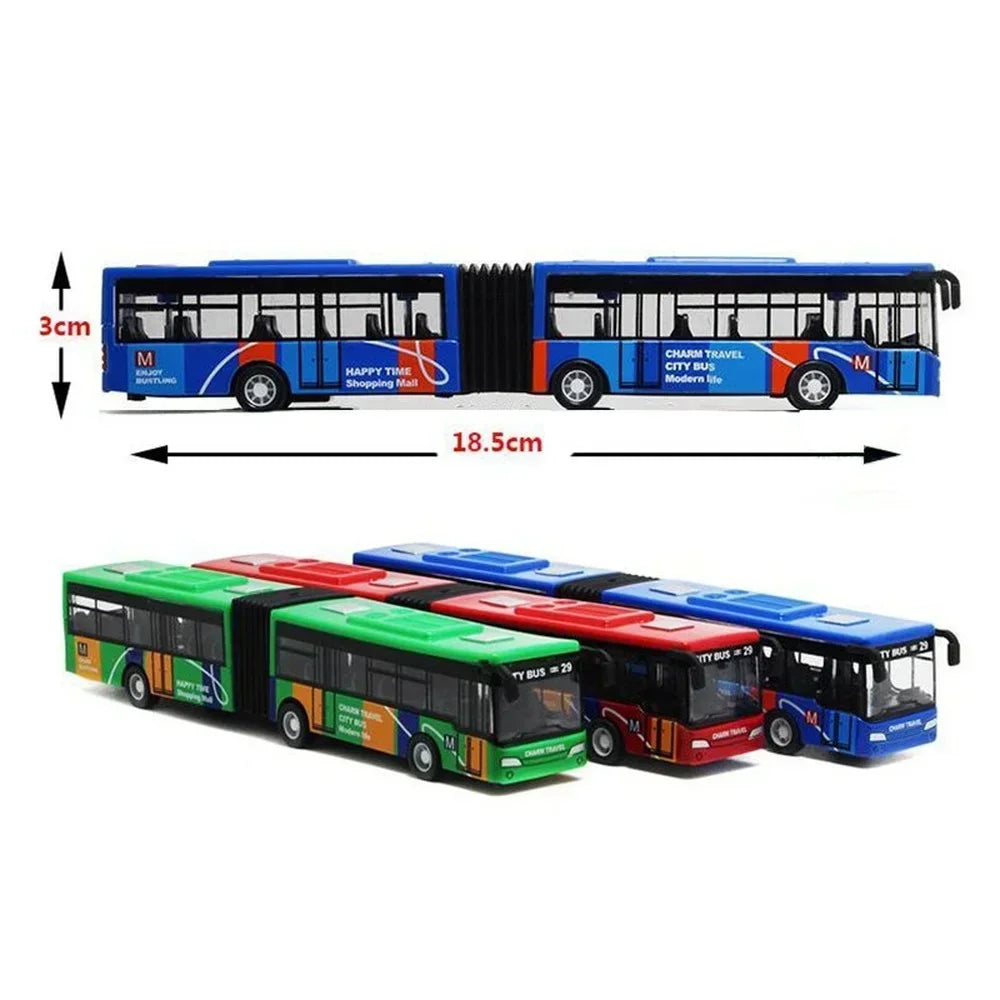 🚌 Colorful City Bus Toy – Articulated Diecast Model with Pull-Back Action