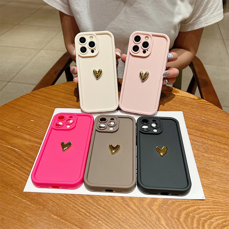 💖 Soft Matte Heart Case – Cute & Protective for Your iPhone