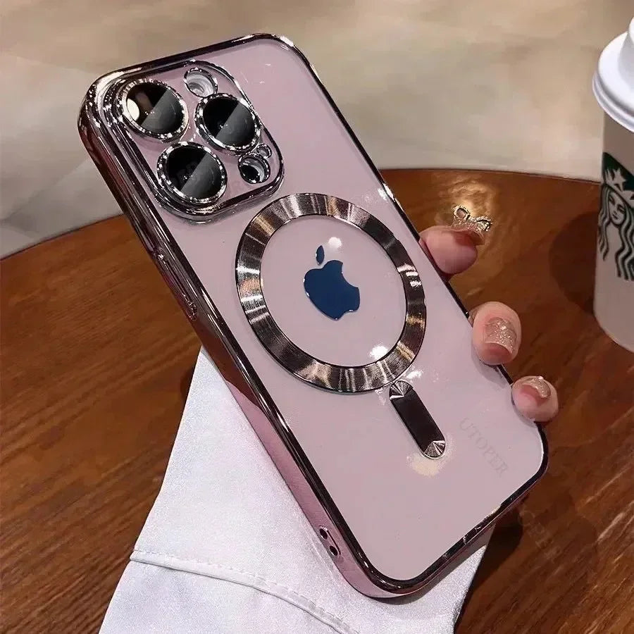 📱✨ MagSafe Compatible Glossy iPhone Case – Shockproof & Camera Protection
