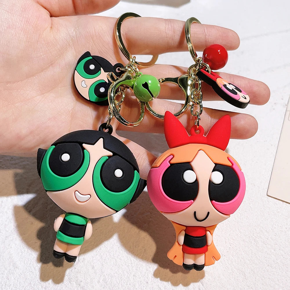 The Powerpuff Girls 🩷💚💙 – Cute Silicone Keychain for Fans | Cartoon Doll Pendant