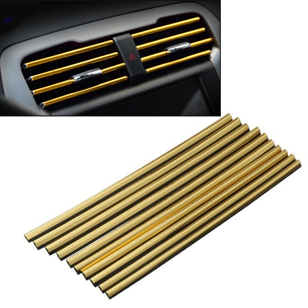 Car AC Vent Outlet Trim Strips - 10PCS Chrome Interior Decoration