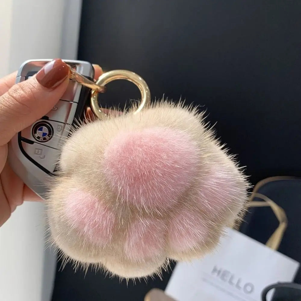 Fluffy Plush Cat Paw Keychain & Bag Charm