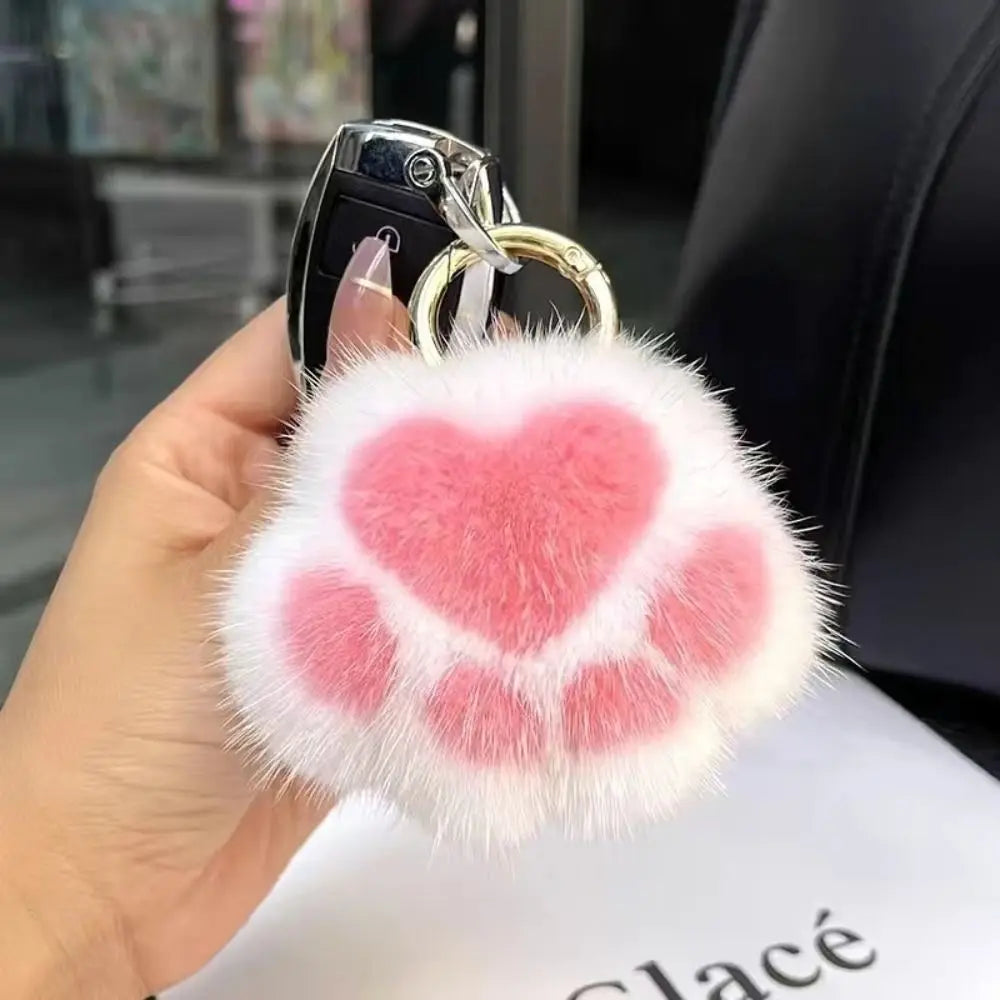 Fluffy Plush Cat Paw Keychain & Bag Charm