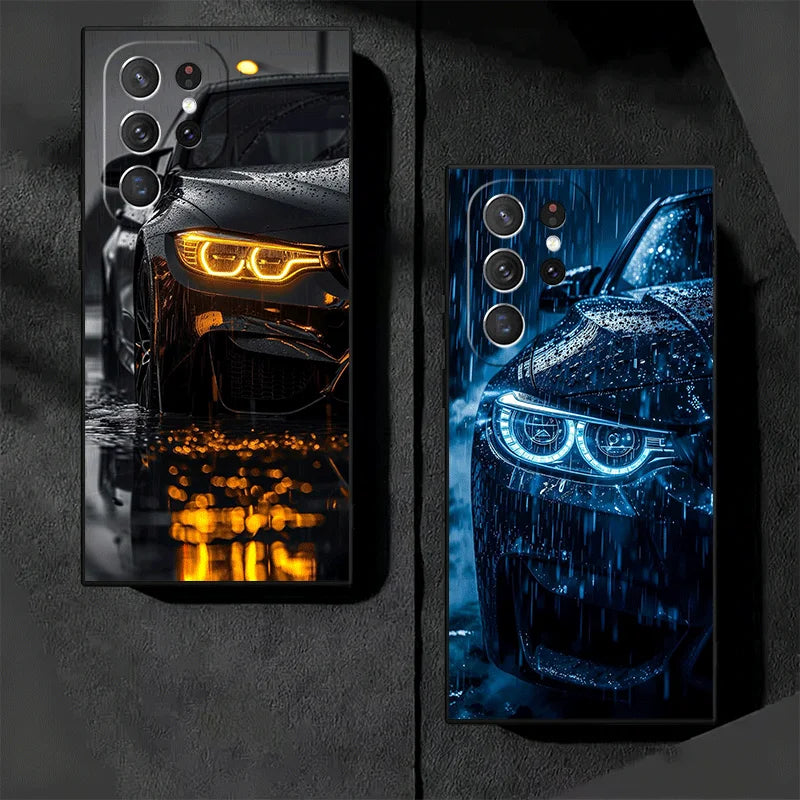 Aggressive Sport Car Headlights Phone Case for Samsung & iPhone | Dark Automotive Aesthetics