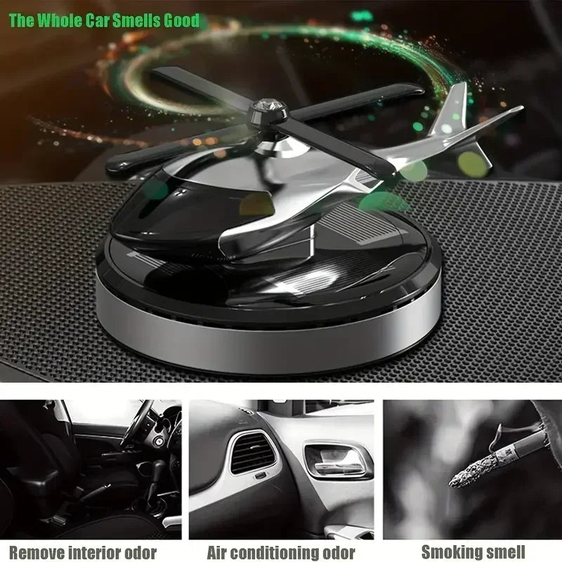 🚁 Solar Car Air Freshener – Helicopter Design | Aromatherapy & Odor Removal