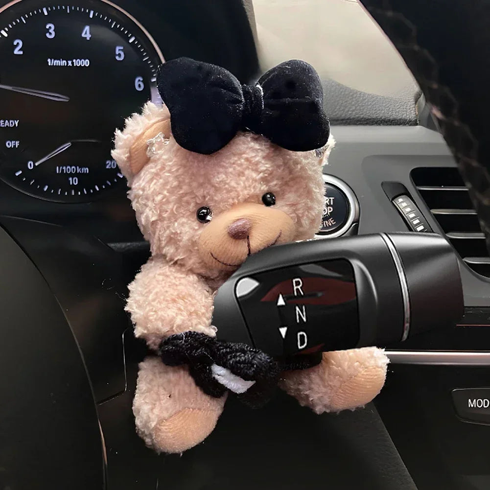 Cute Plush Bear & Character Car Dashboard Steering Lever Decor