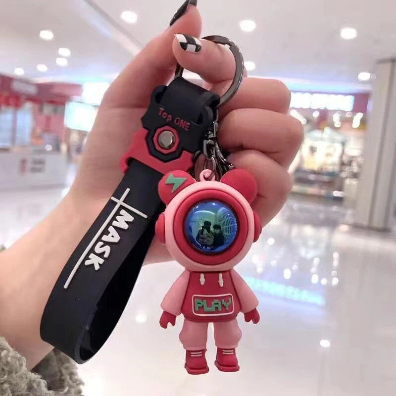 🔌⚡ Cartoon Lightning Bear Keychain – Adorable Astronaut Vibes! 🐻🚀