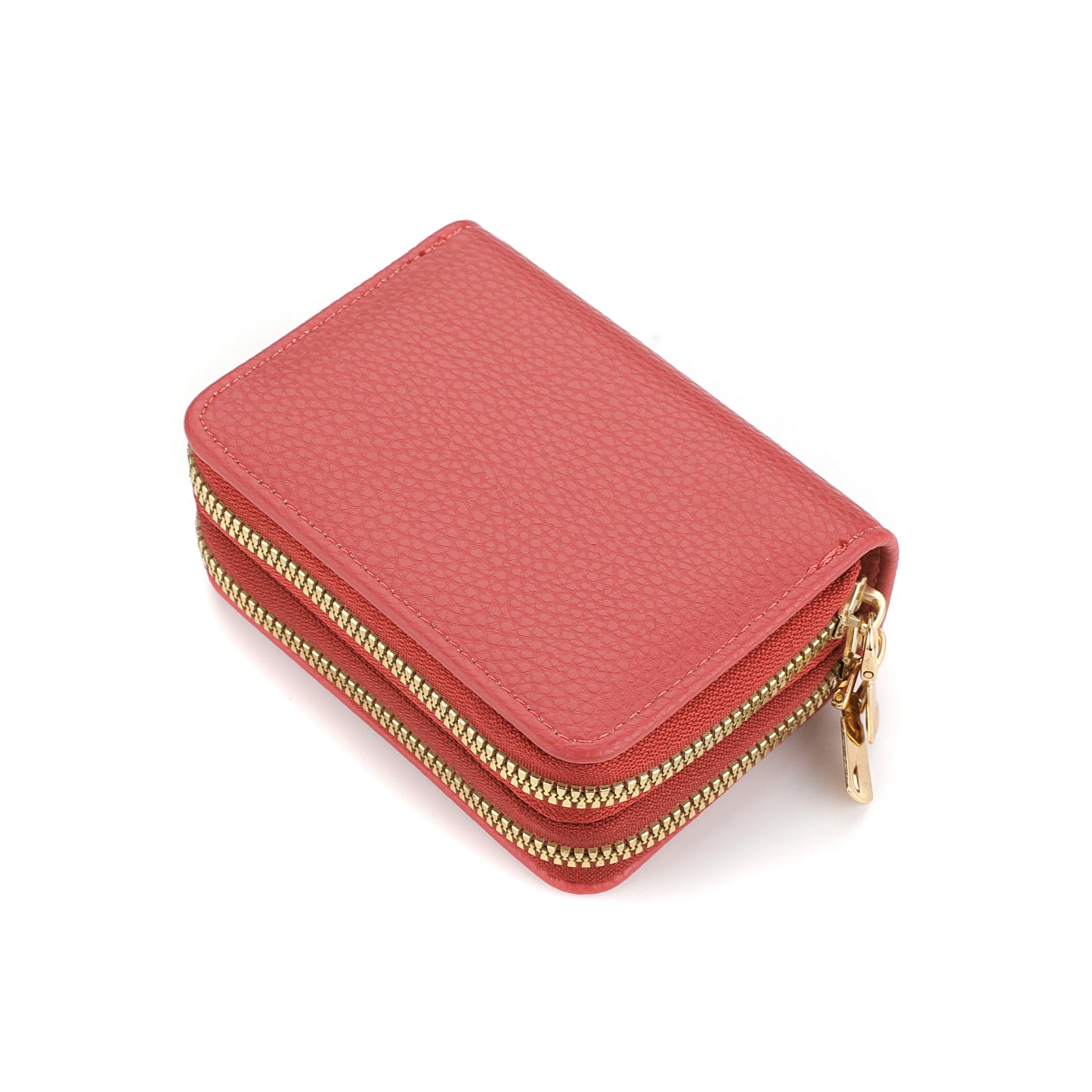 Compact RFID Blocking Double Zipper Card Holder & Wallet