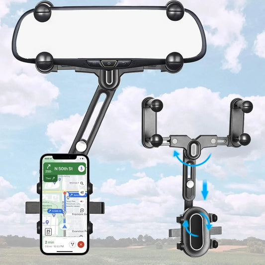 📲 Rearview Mirror Phone Holder – 360° Adjustable Car Mount 🚗
