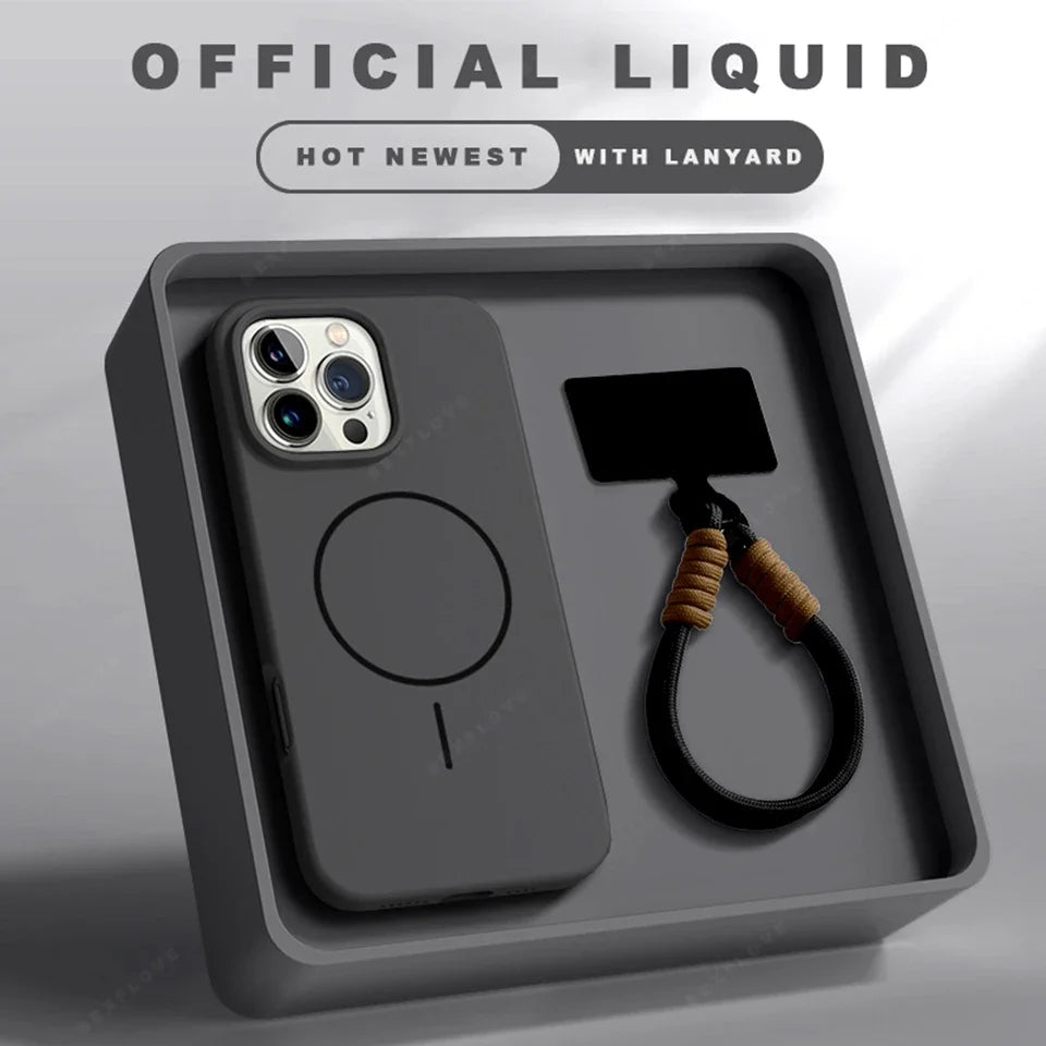 📱 Official Liquid Silicone Case with Lanyard – Soft Touch, Strong Grip 💼