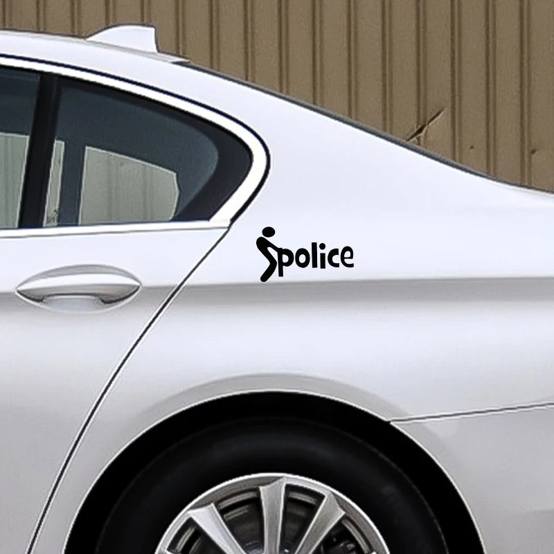 🚓 Police Style Car Window Sticker – Reflective Vinyl Decal