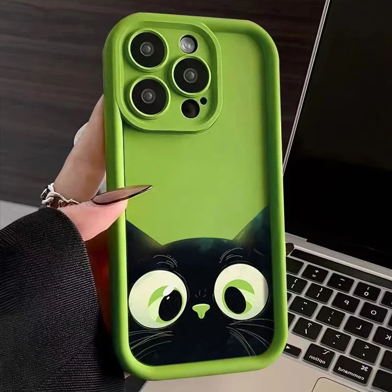Cute Cartoon Cat Case – Soft Shockproof Cover for iPhone