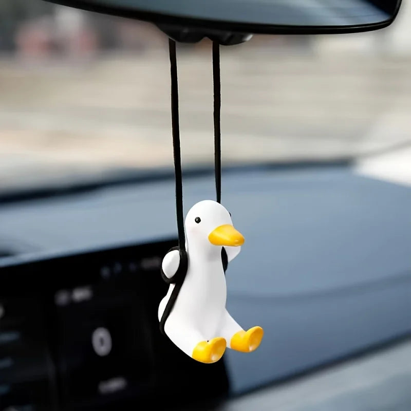 Cute Swinging Duck Car Rearview Mirror Ornament