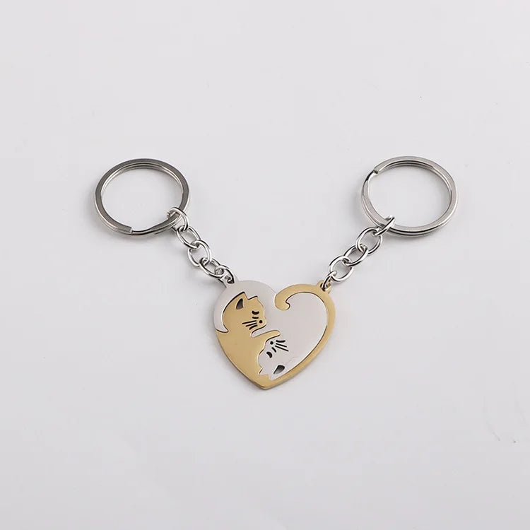 🐱 Cute Cat Couple Keychain – For You & Your Purr-fect Match!