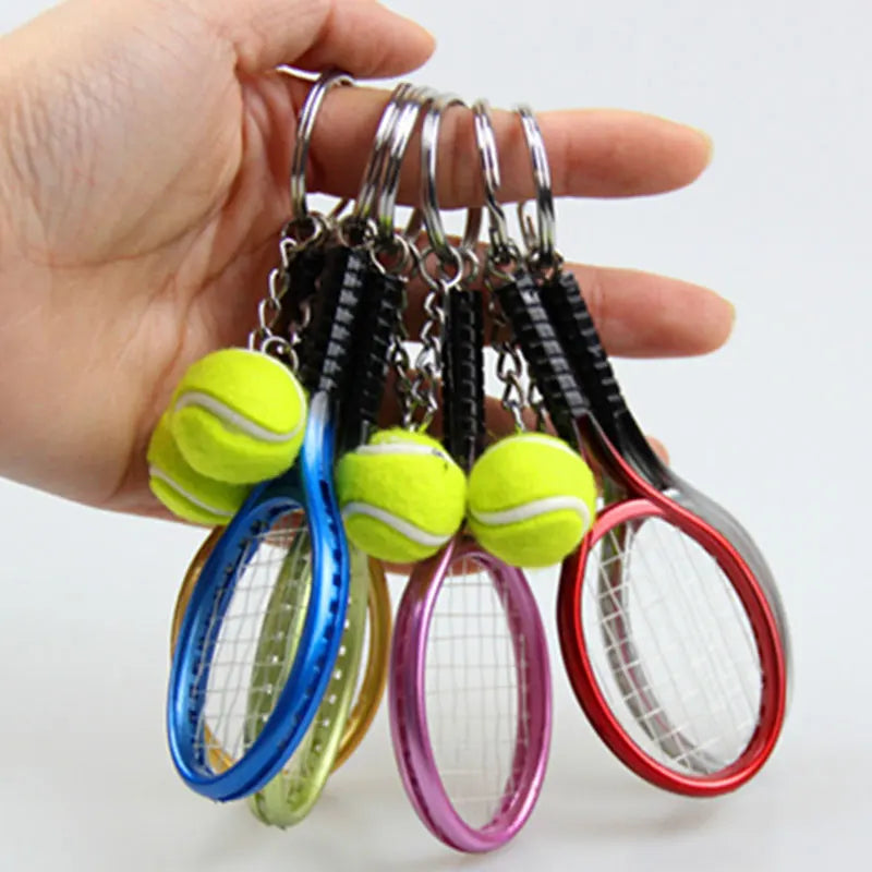 🎾 Mini Tennis Keychain Set – 6PCS Racket & Ball Keyrings 🎒