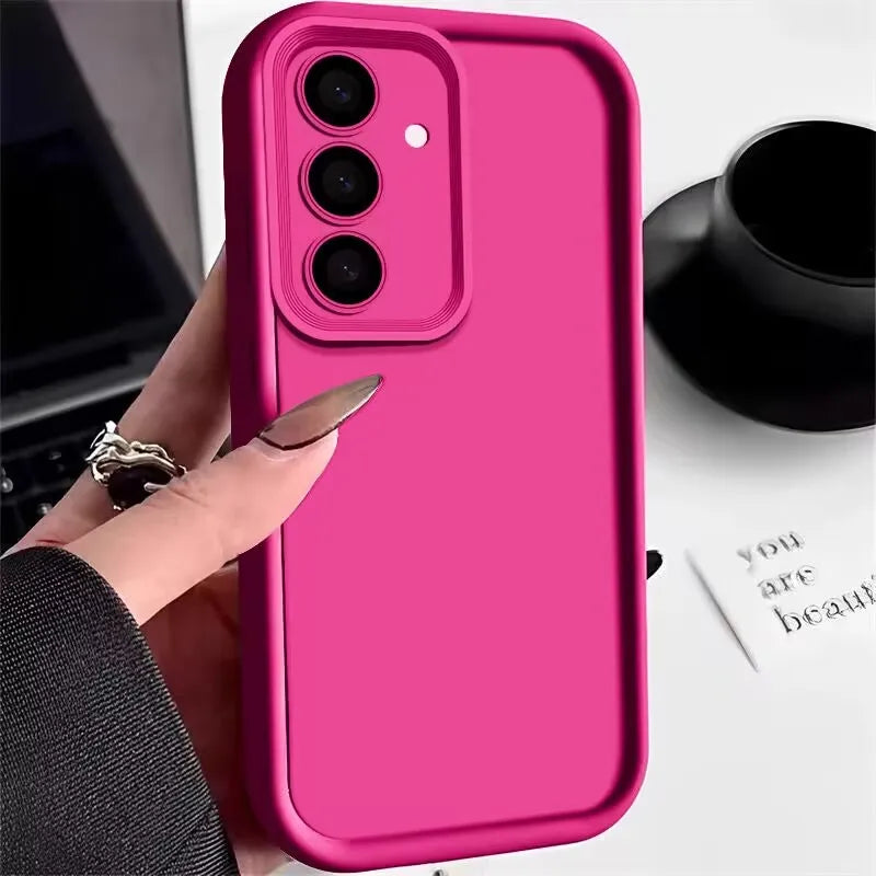 🍭 Candy Color Silicone Phone Case – Soft TPU Cover for Samsung Galaxy