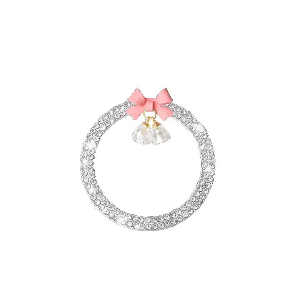 Crystal Rhinestone Engine Start Button Ring Decal with Bowknot