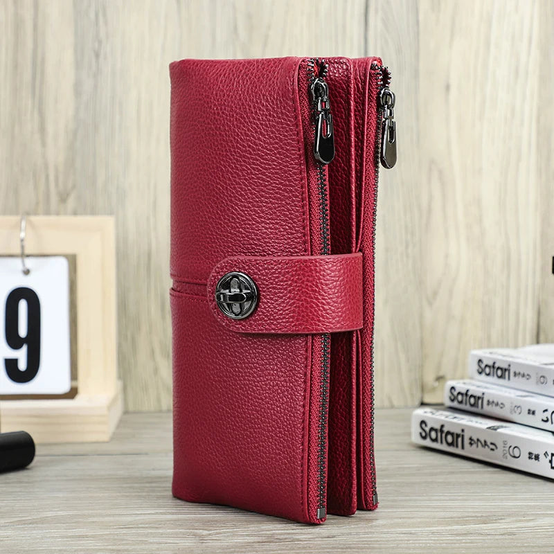 💜 Luxury Genuine Leather Wallet for Women – Elegance in Every Detail