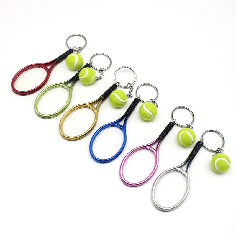 🎾 Mini Tennis Keychain Set – 6PCS Racket & Ball Keyrings 🎒