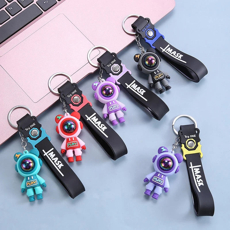 🔌⚡ Cartoon Lightning Bear Keychain – Adorable Astronaut Vibes! 🐻🚀