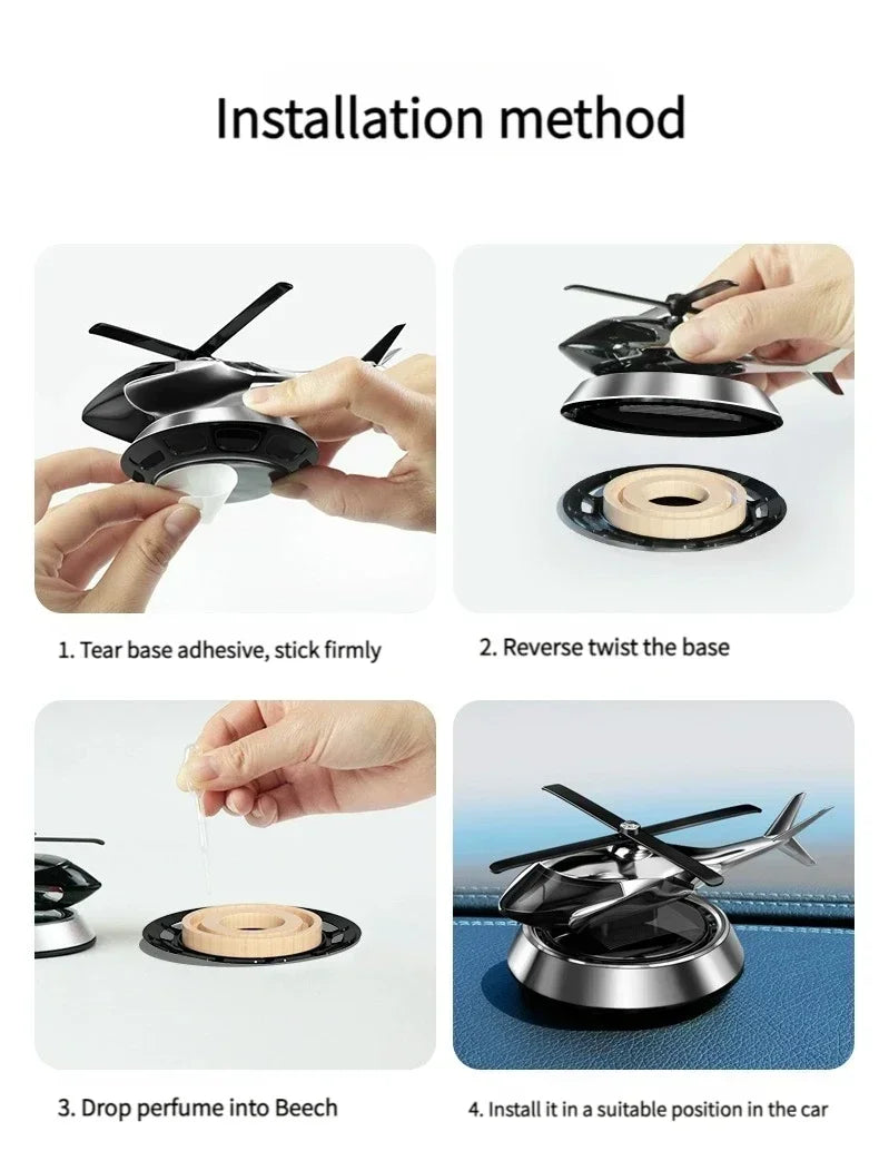 🚁 Solar Car Air Freshener – Helicopter Design | Aromatherapy & Odor Removal