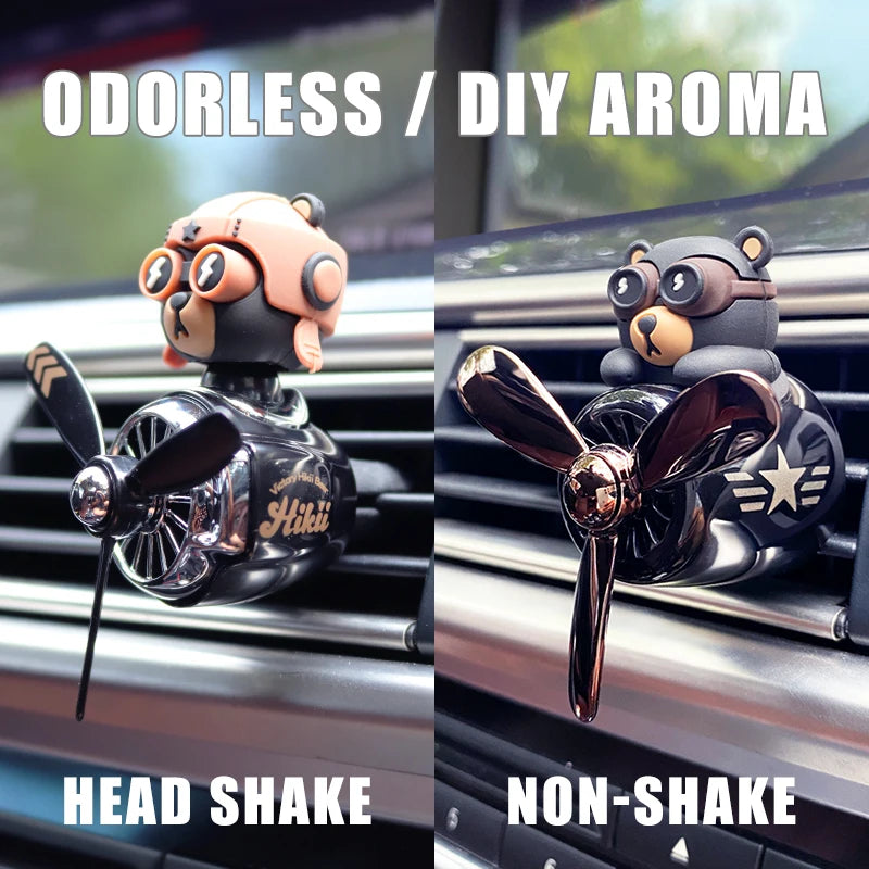 🧸✈️ Cute Bear Car Air Freshener – Propeller Style Vent Clip! 🚗💨
