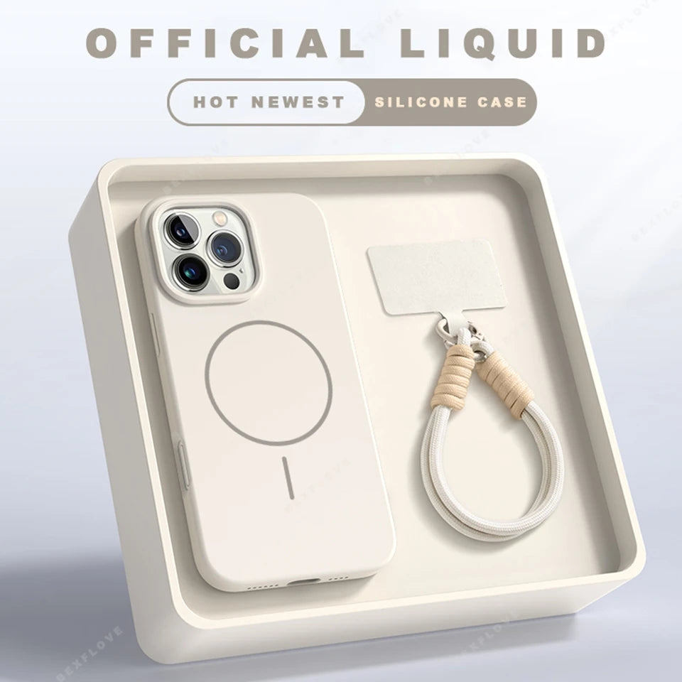 📱 Official Liquid Silicone Case with Lanyard – Soft Touch, Strong Grip 💼