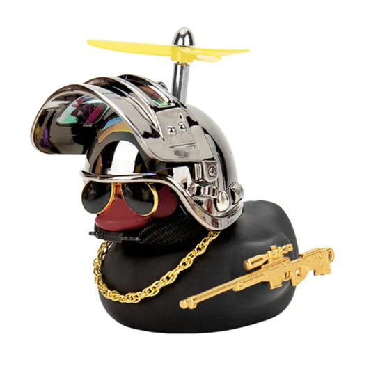 Funny Yellow Duck Car Decoration 🐤💨 – Helmeted Style on the Go!