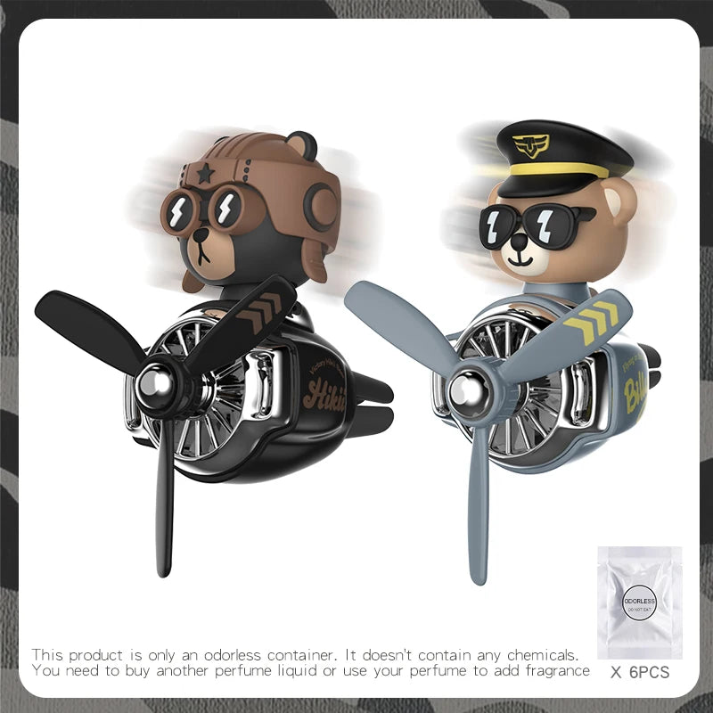 🧸✈️ Cute Bear Car Air Freshener – Propeller Style Vent Clip! 🚗💨