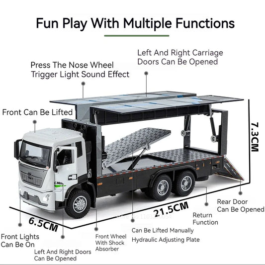 🚛 Die-Cast Transport Truck Model – Realistic Movable Parts! 🛠️