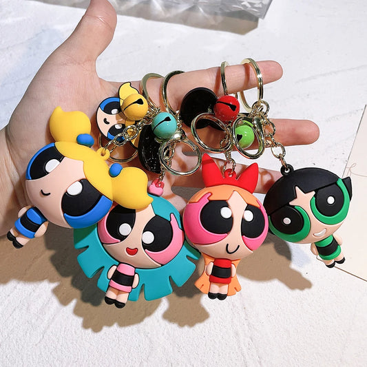 The Powerpuff Girls 🩷💚💙 – Cute Silicone Keychain for Fans | Cartoon Doll Pendant