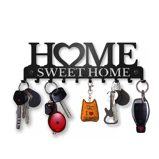 🏠 "Sweet Home" Metal Wall Key Holder – Functional & Decorative!