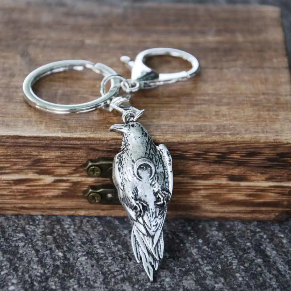 Vintage Crow Charm Keychain